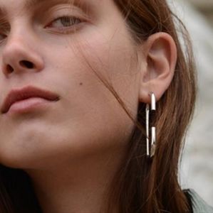 MARIA BLACK Large Sterling Silver Disrupt Vertical Earrings Illusion Hoop